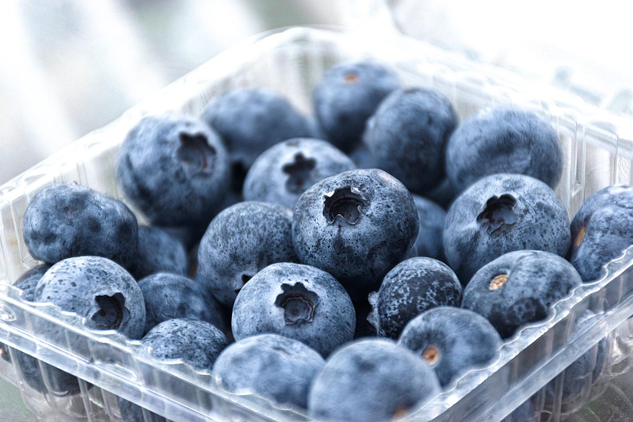 Blueberries in a box; farm packaging is among goods exempted from some Canada tariffs
