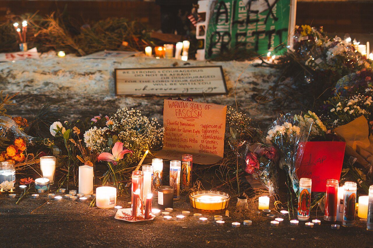 Candles at the Alex Pretti memorial in Minneapolis