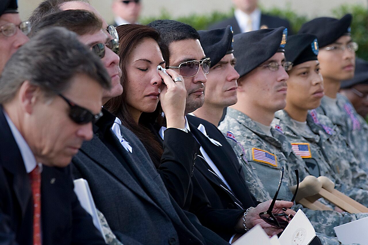 Family members and soldiers at the Nov. 10, 2009, memorial service for victims of the Fort Hood shooting