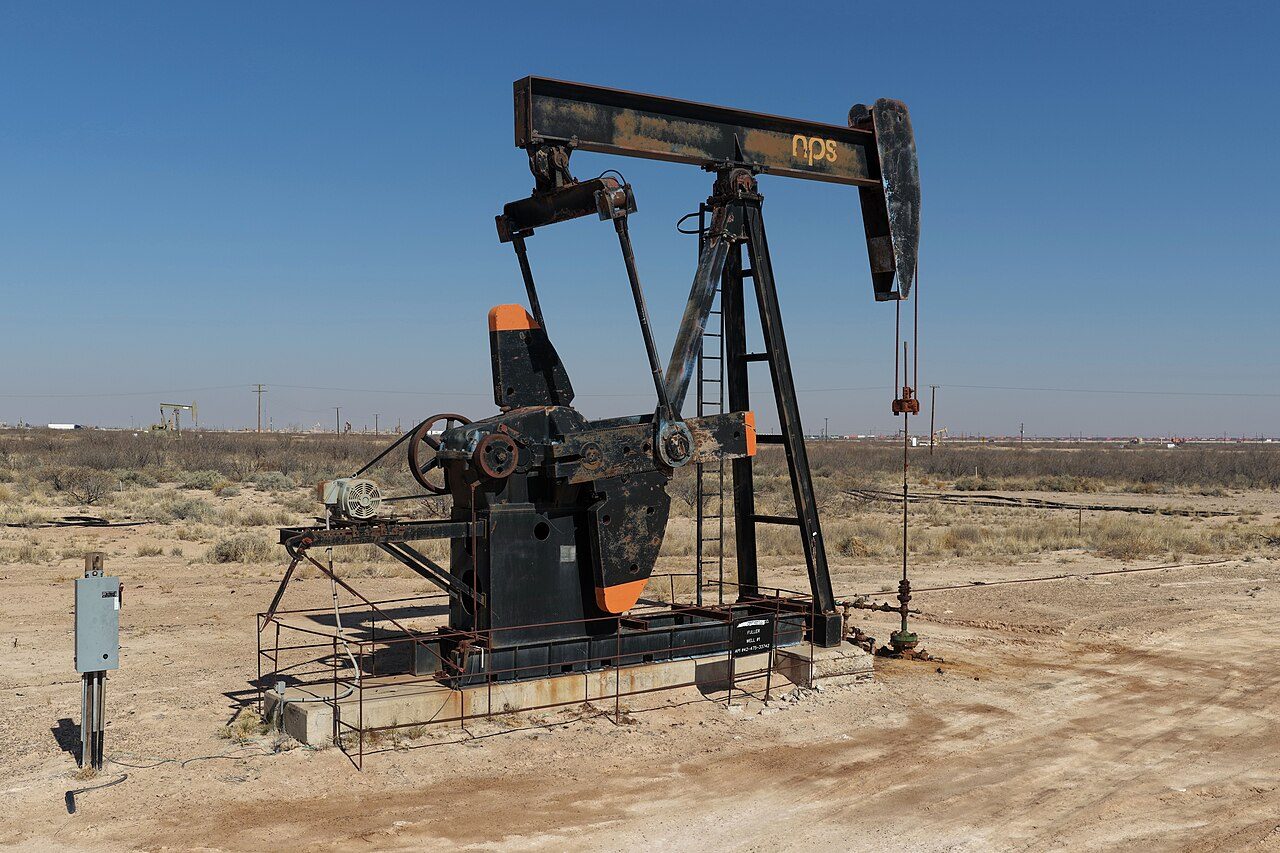 An oil pumpjack in the Permian Basin of West Texas