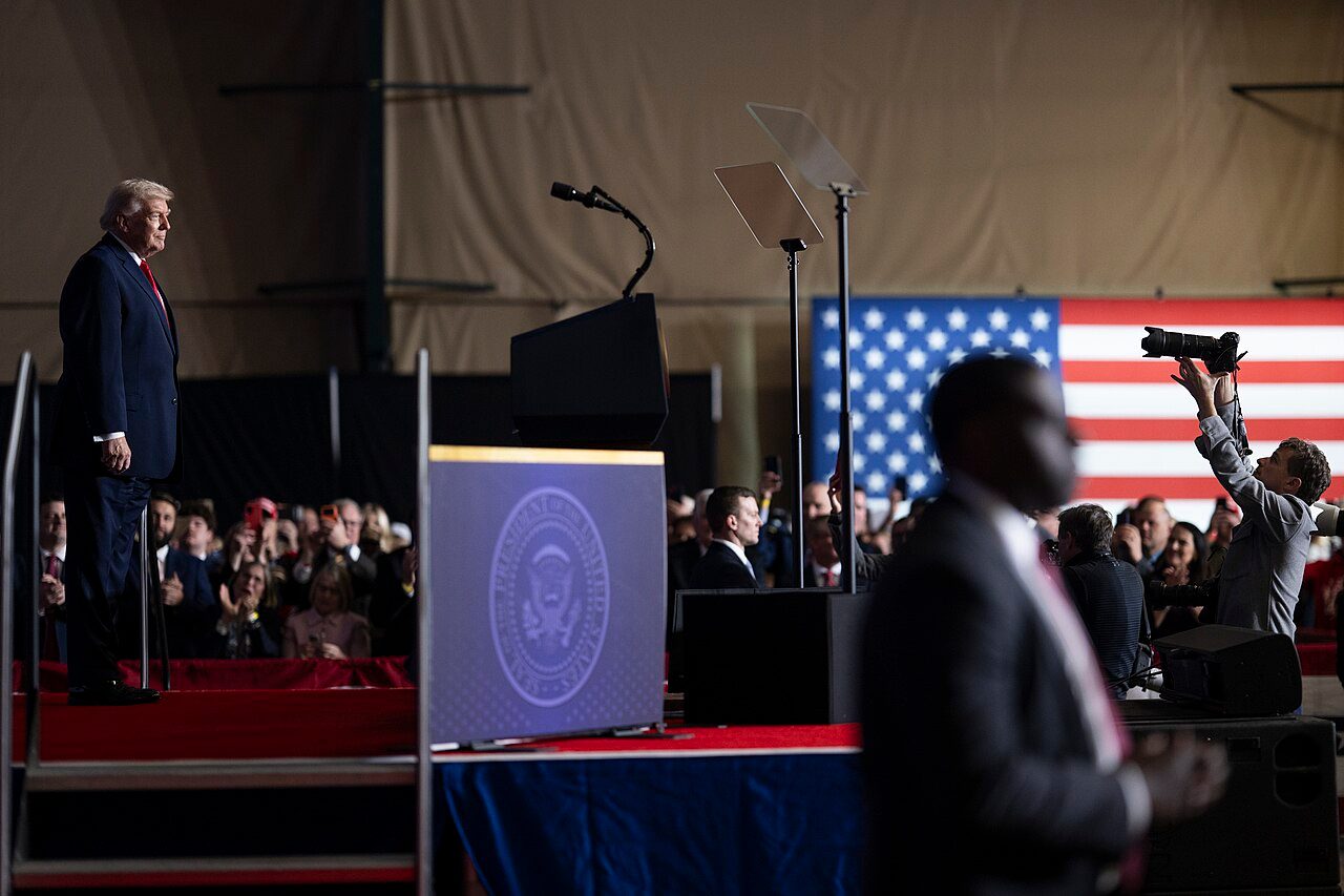 President Donald Trump delivers an economic speech in Iowa in January 2026