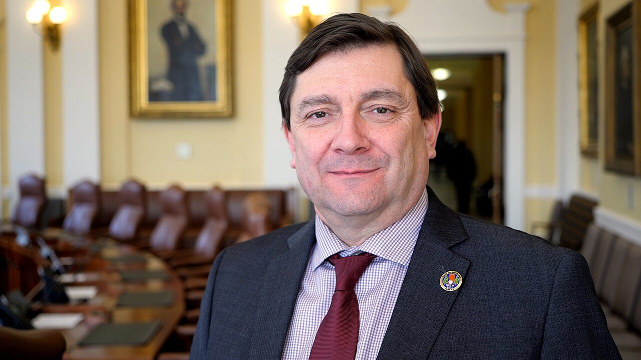 Troy Jackson, Democratic Senate candidate in Maine, in the Maine Senate chamber